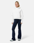 Sierra Half Zip Crop Hoodie in White Marl