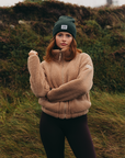 Industry High Collar Fleece Jacket in Sandstone