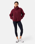 Industry Fleece High Collar Jacket in Cherry Crush