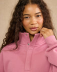 Snap Collar Sierra Sweatshirt in Pink Velvet