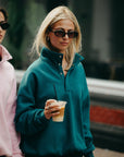 Snap Collar Sierra Sweatshirt in Teal