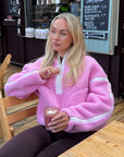 Industry Fleece Half Zip in Cotton Candy