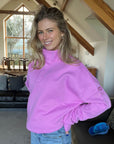 Snap Collar Sierra Sweatshirt in Fuchsia Pink