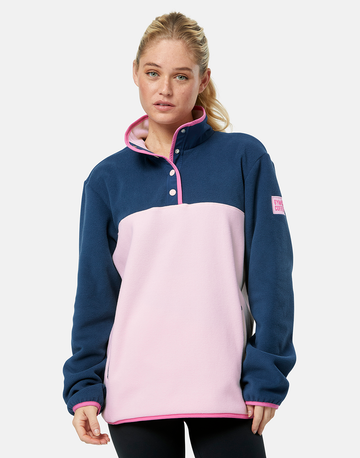 Half Snap Polar Fleece in Powder Pink