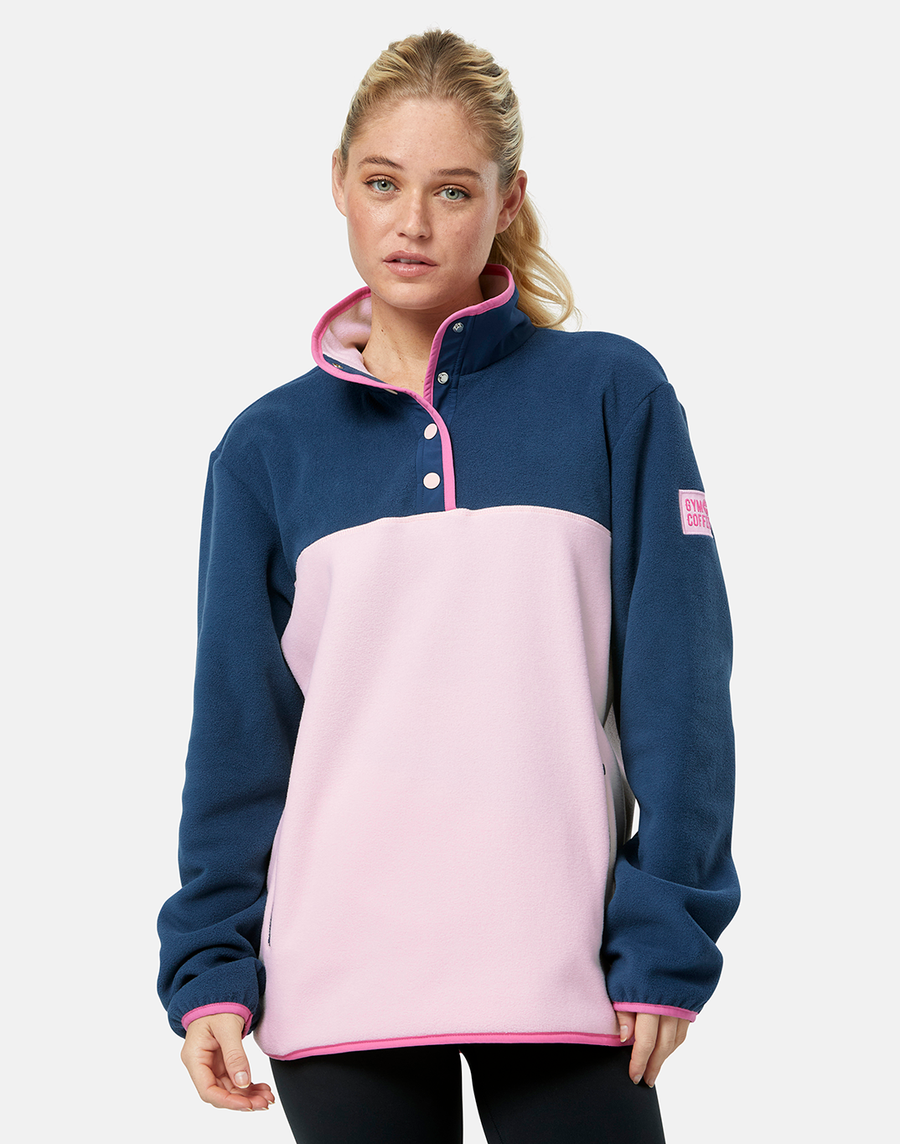 Half Snap Polar Fleece in Powder Pink
