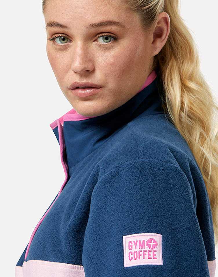 Half Snap Polar Fleece in Powder Pink