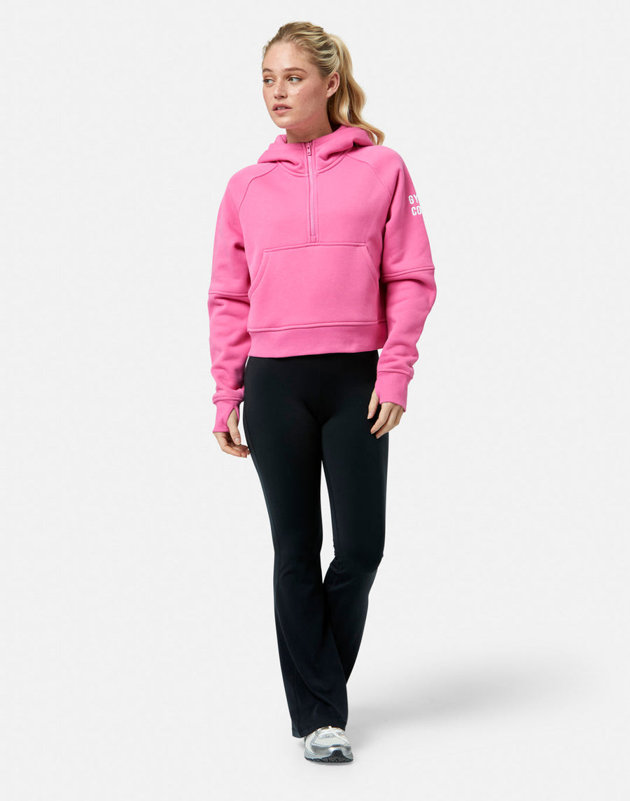 Sierra Half Zip Crop Hoodie in Sangria Sunset
