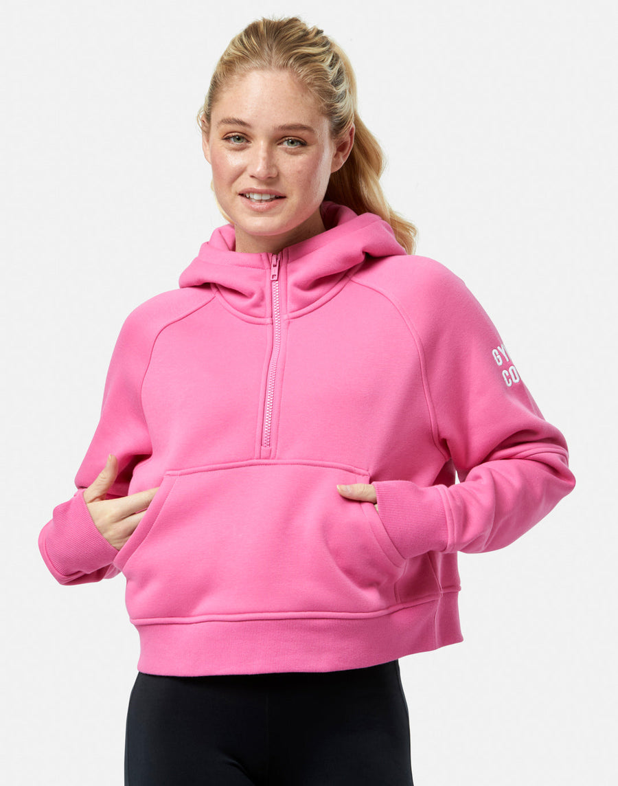 Sierra Half Zip Crop Hoodie in Sangria Sunset