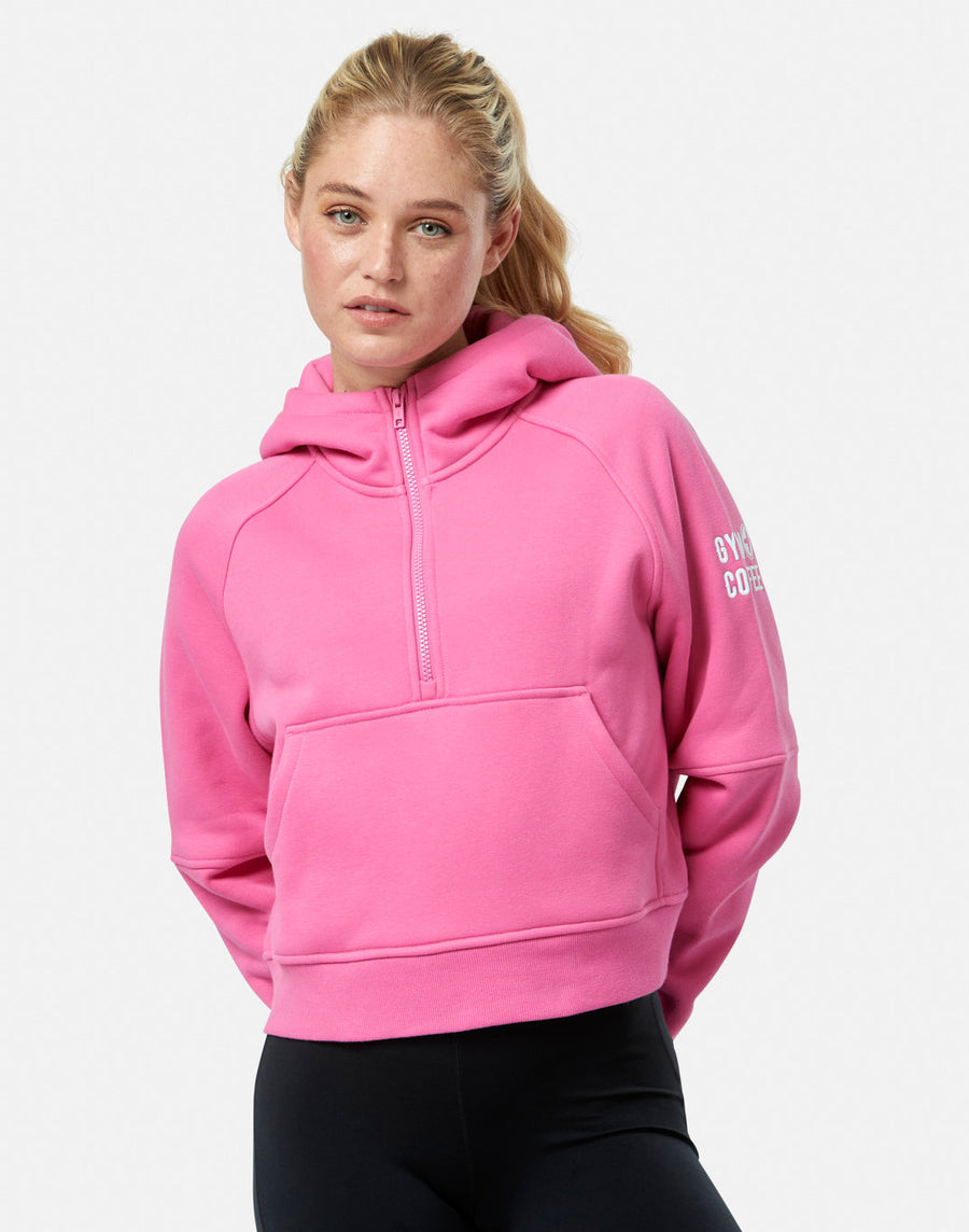 Sierra Half Zip Crop Hoodie in Sangria Sunset