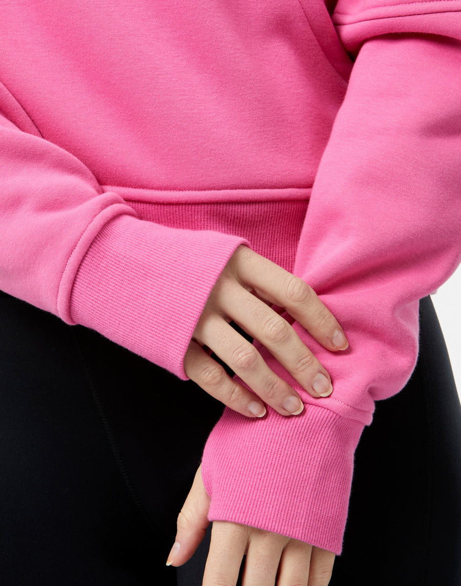 Sierra Half Zip Crop Hoodie in Sangria Sunset