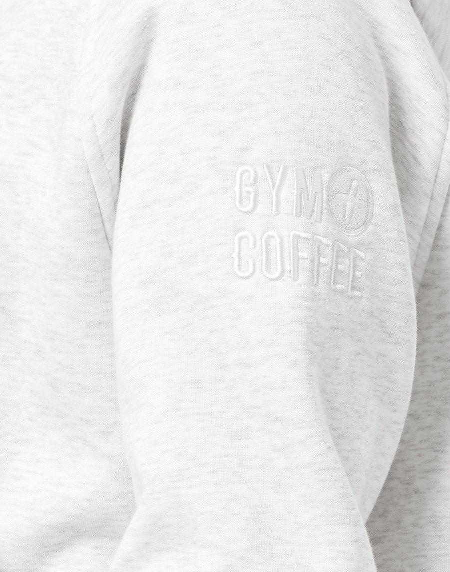 Sierra Half Zip Crop Hoodie in White Marl