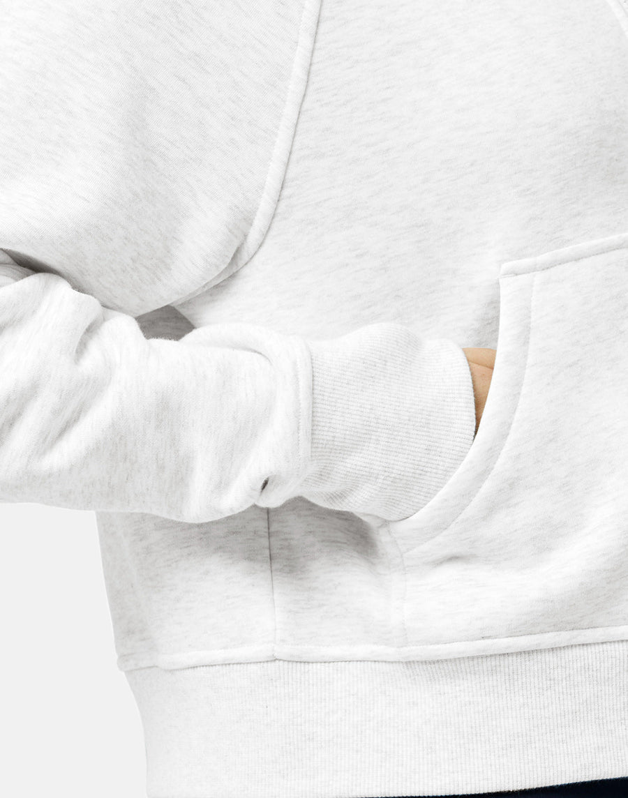 Sierra Half Zip Crop Hoodie in White Marl