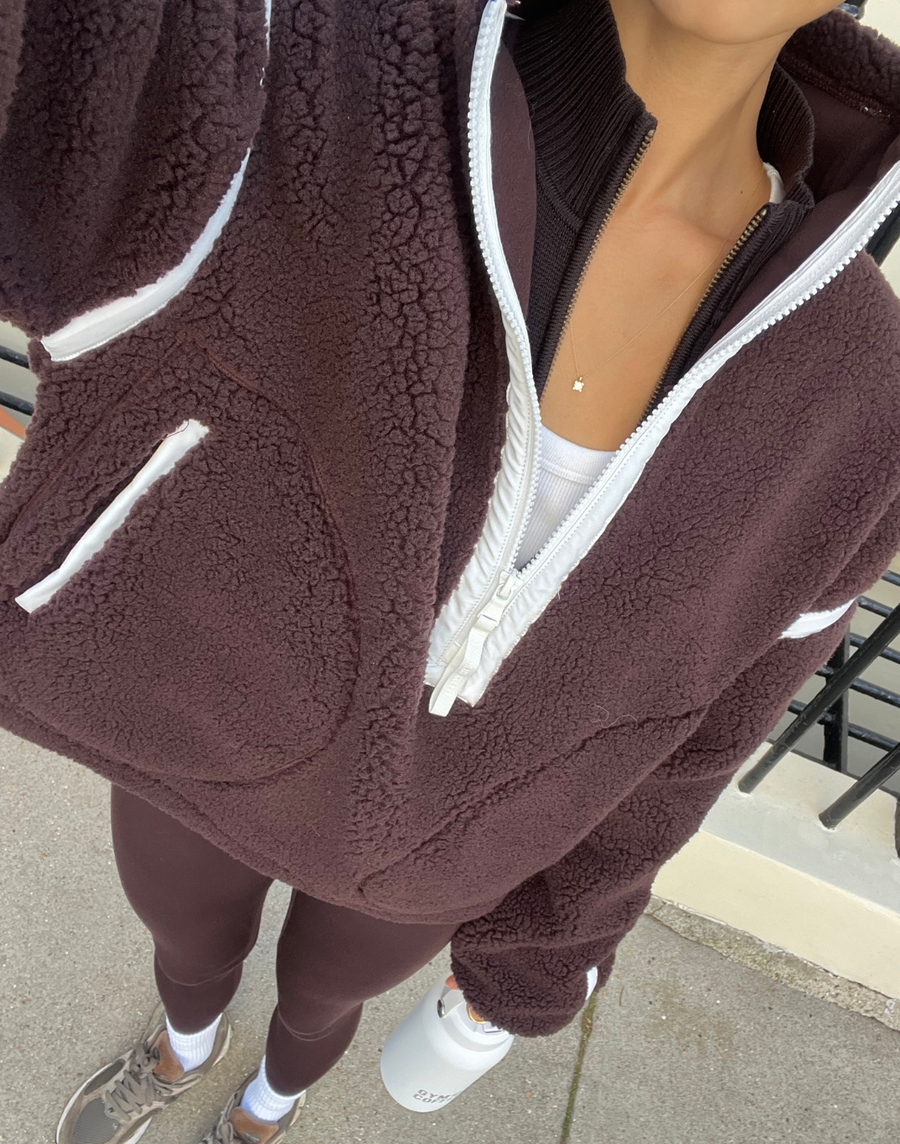 Industry Fleece Half Zip in Mocha Bean