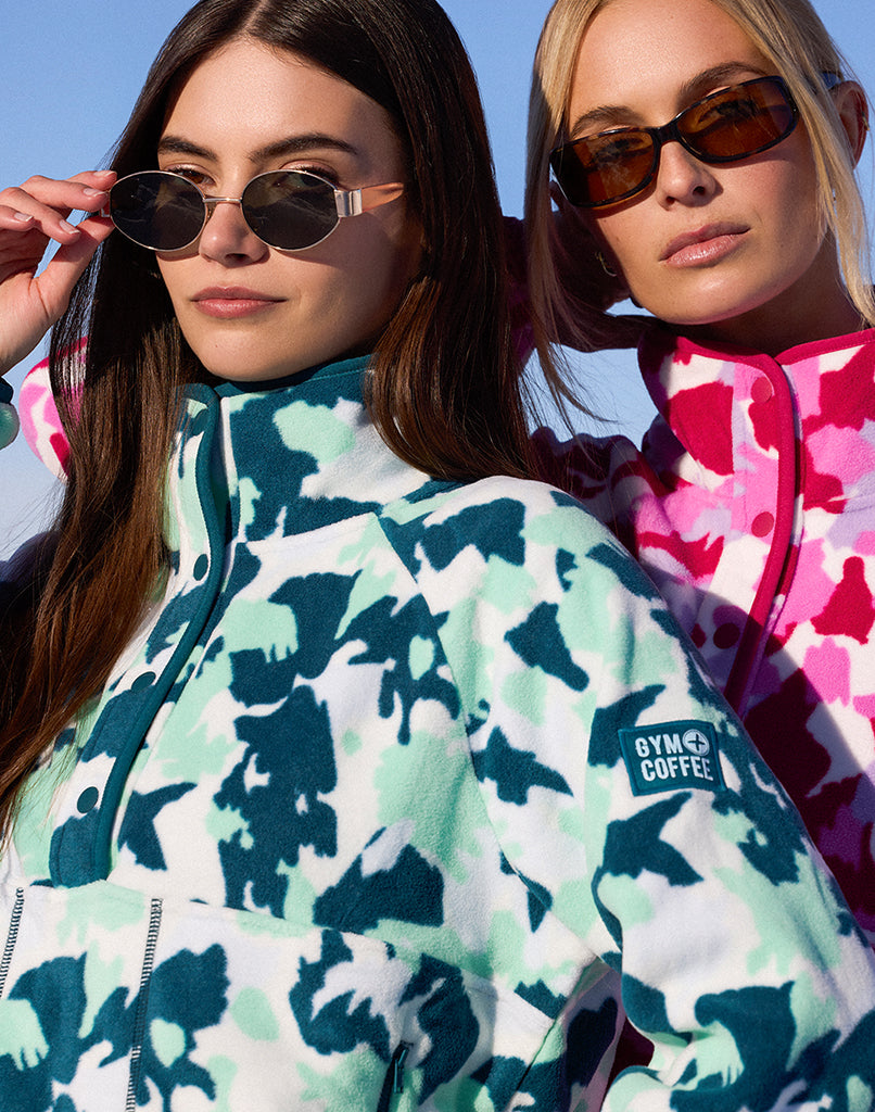 Snap Polar Fleeece in Teal Pop Print