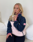 Half Snap Polar Fleece in Powder Pink