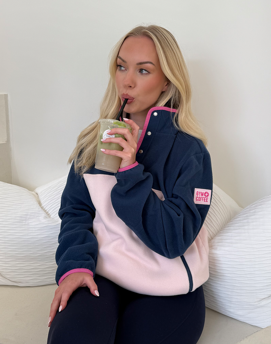 Half Snap Polar Fleece in Powder Pink