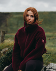 Industry Fleece High Collar Jacket in Cherry Crush