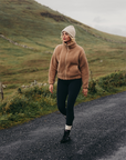 Industry High Collar Fleece Jacket in Sandstone