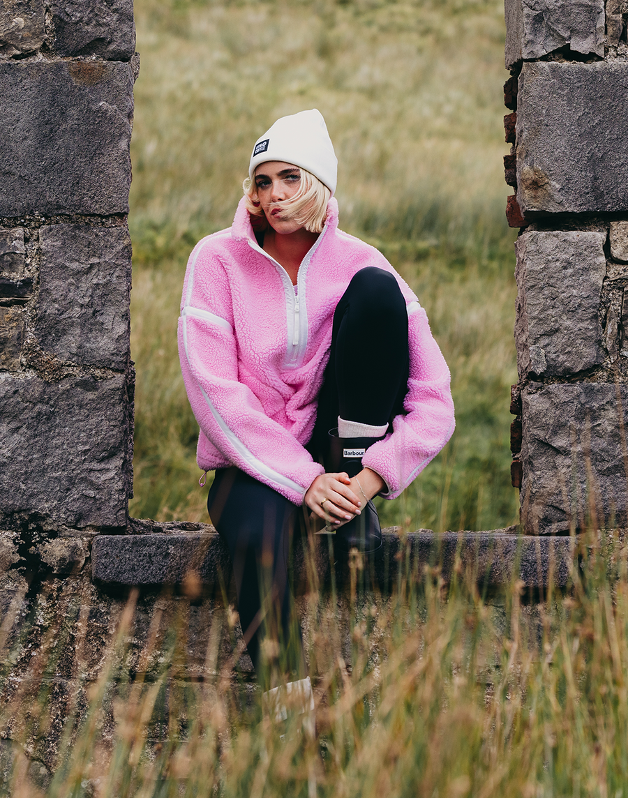 Industry Fleece Half Zip in Cotton Candy