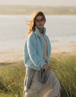 Industry Fleece High Collar Jacket in Baby Blue