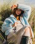 Industry Fleece High Collar Jacket in Baby Blue