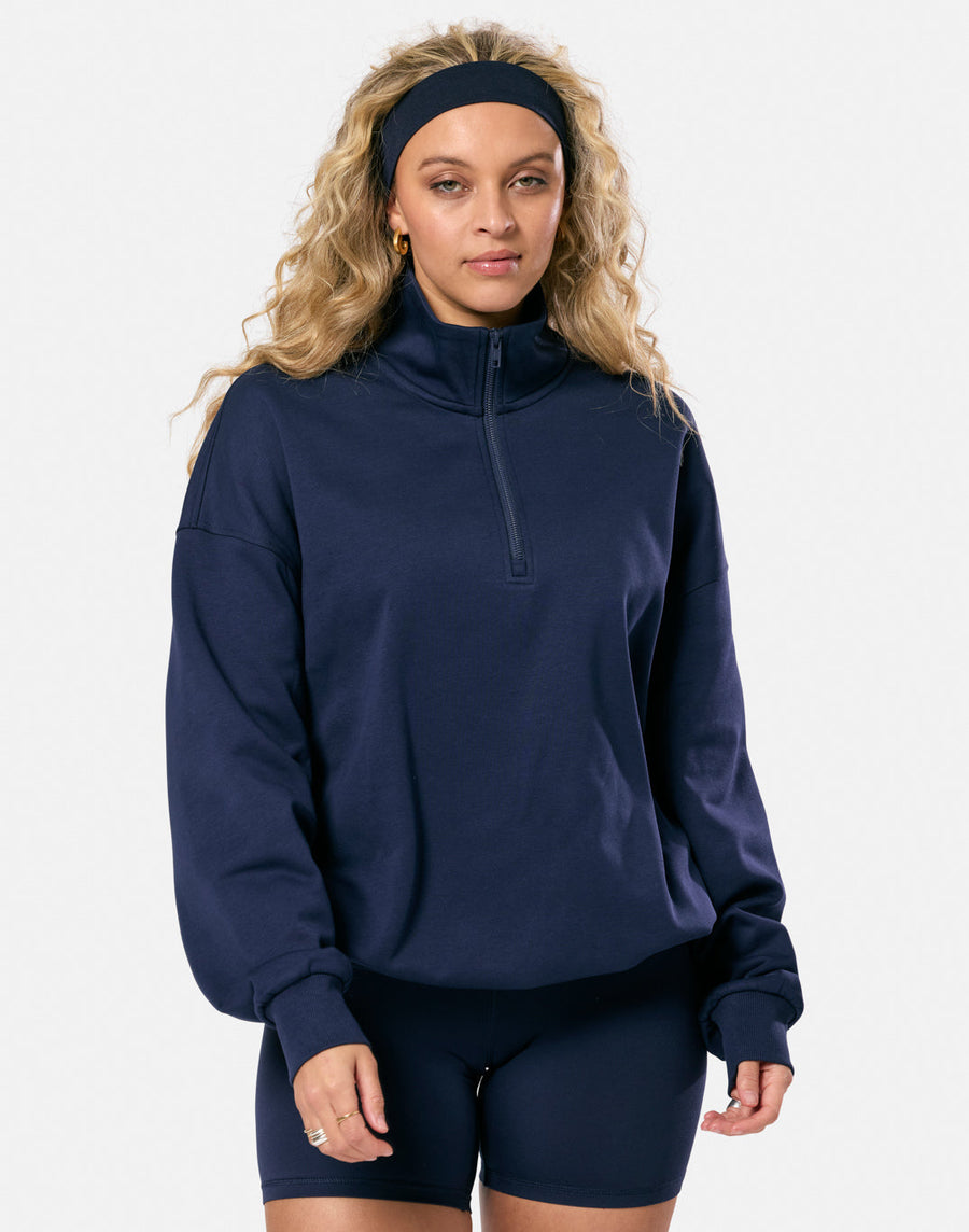 Clubhouse Funnel Neck Zip in Twilight Navy
