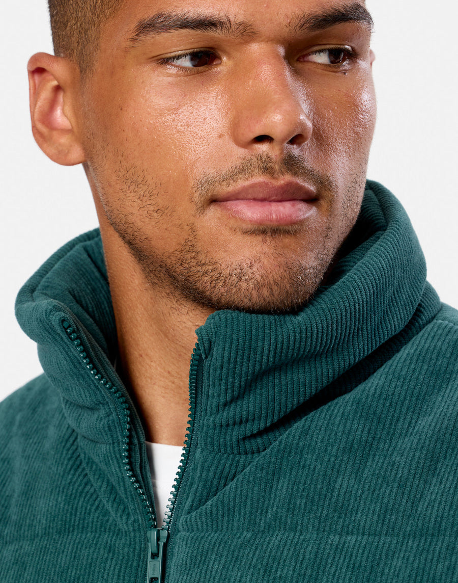 Cord Puffer Jacket in Amazon Green