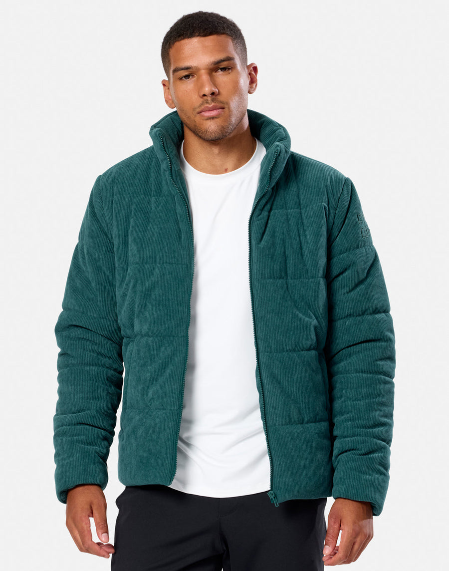 Cord Puffer Jacket in Amazon Green