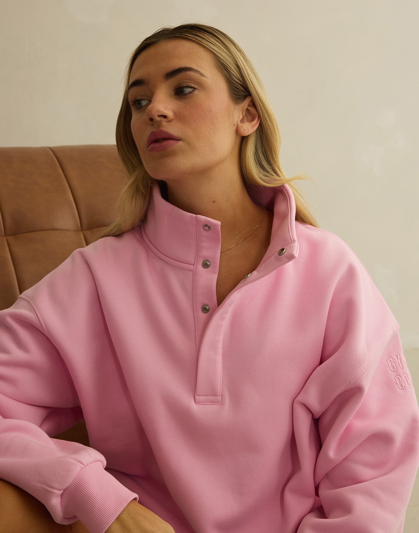 Daily Snap Collar Sweatshirt in Pink Blossom