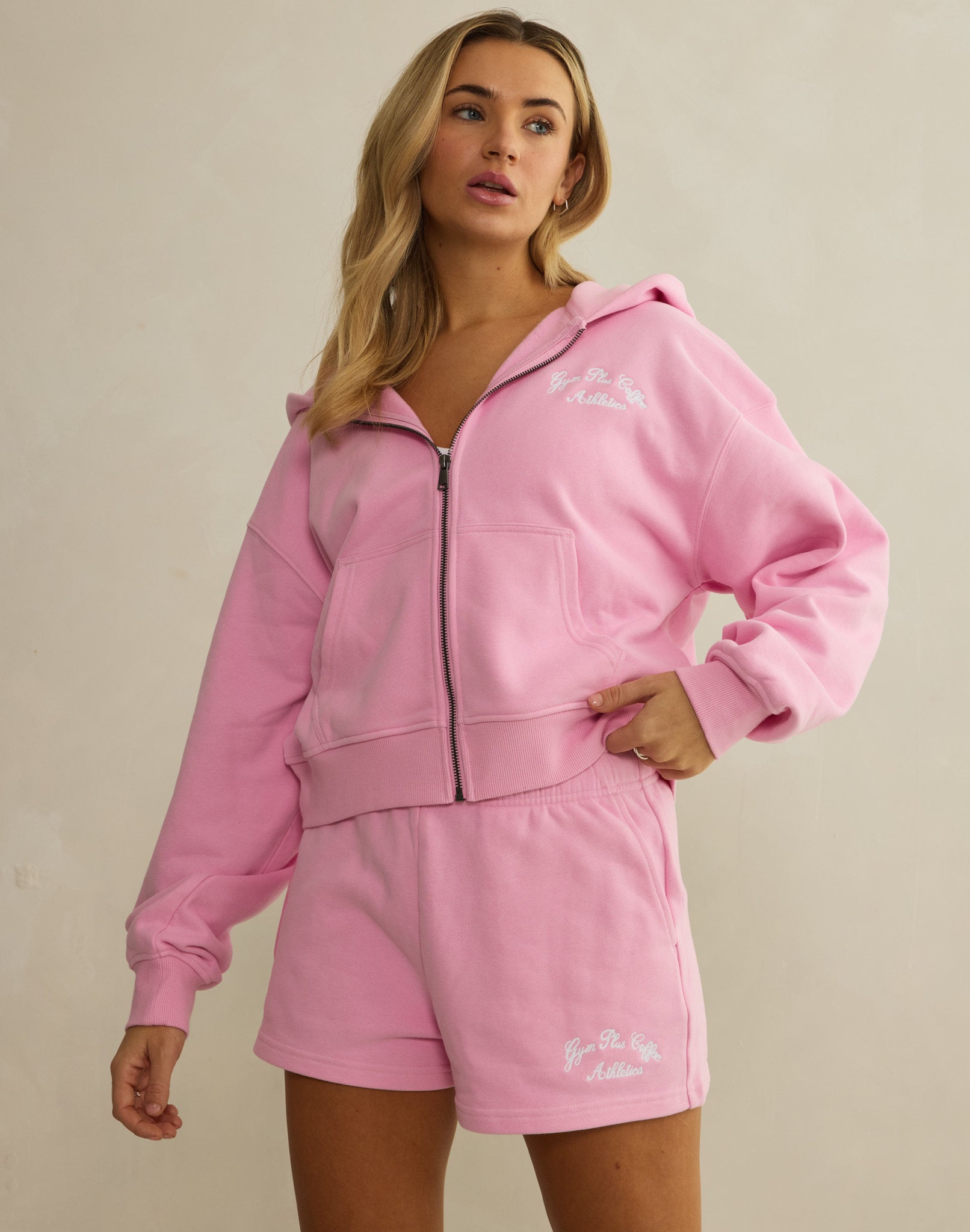 Daily Zip Hoodie in Pink Blossom