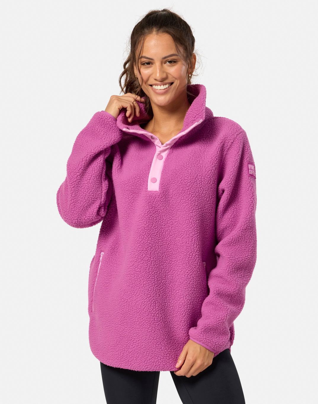 Horizion Longline Half Snap in Crisp Pink