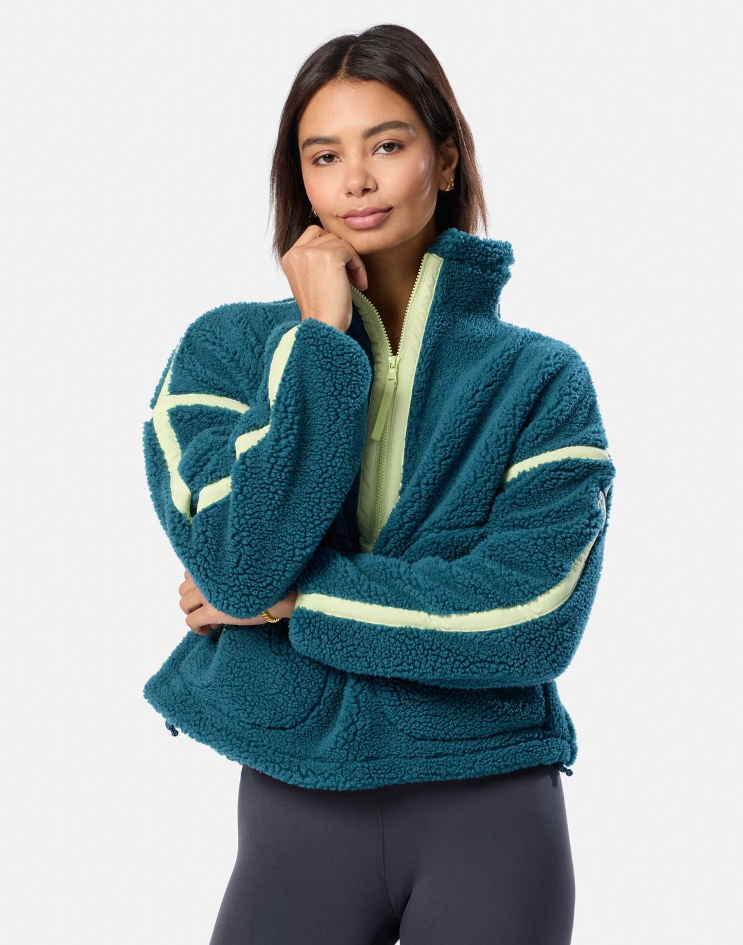 Industry Fleece Half Zip in Deep Teal