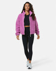 Industry Fleece High Collar Jacket in Crisp Pink