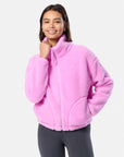 Industry Fleece High Collar Jacket in Neon Pink
