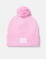 Knit Bobble Beanie in Cotton Candy