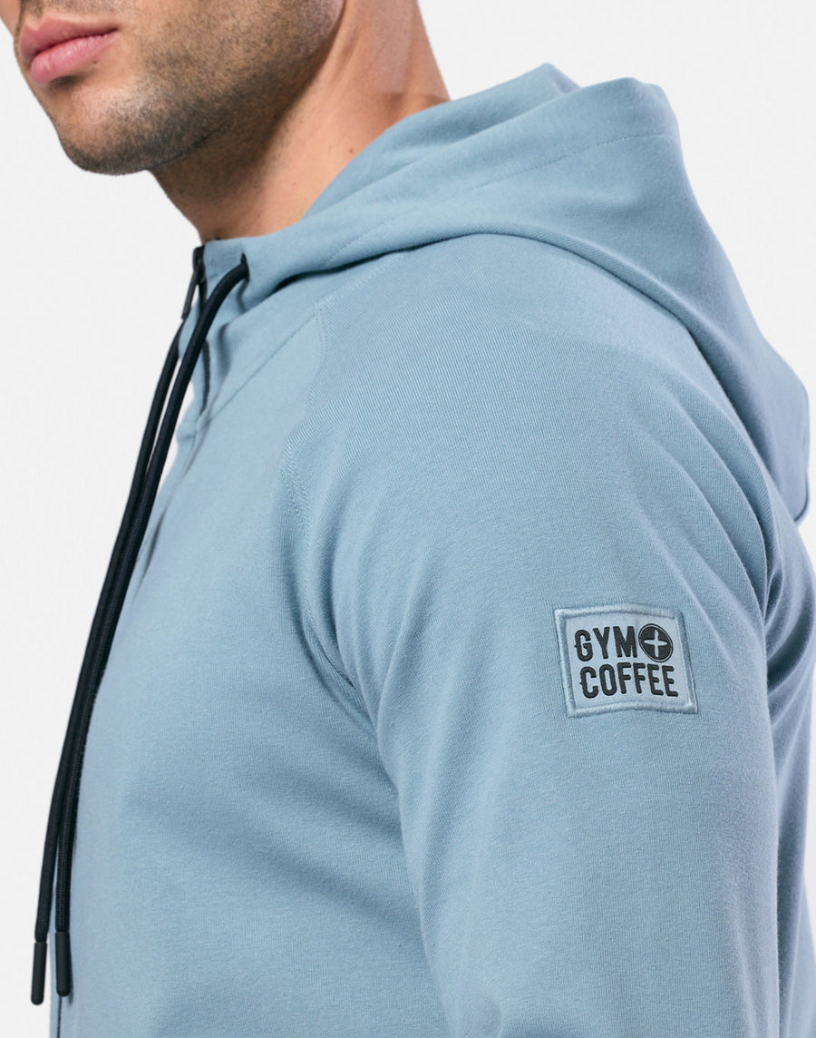 Chill Patch Zip Hoodie in Steel Blue