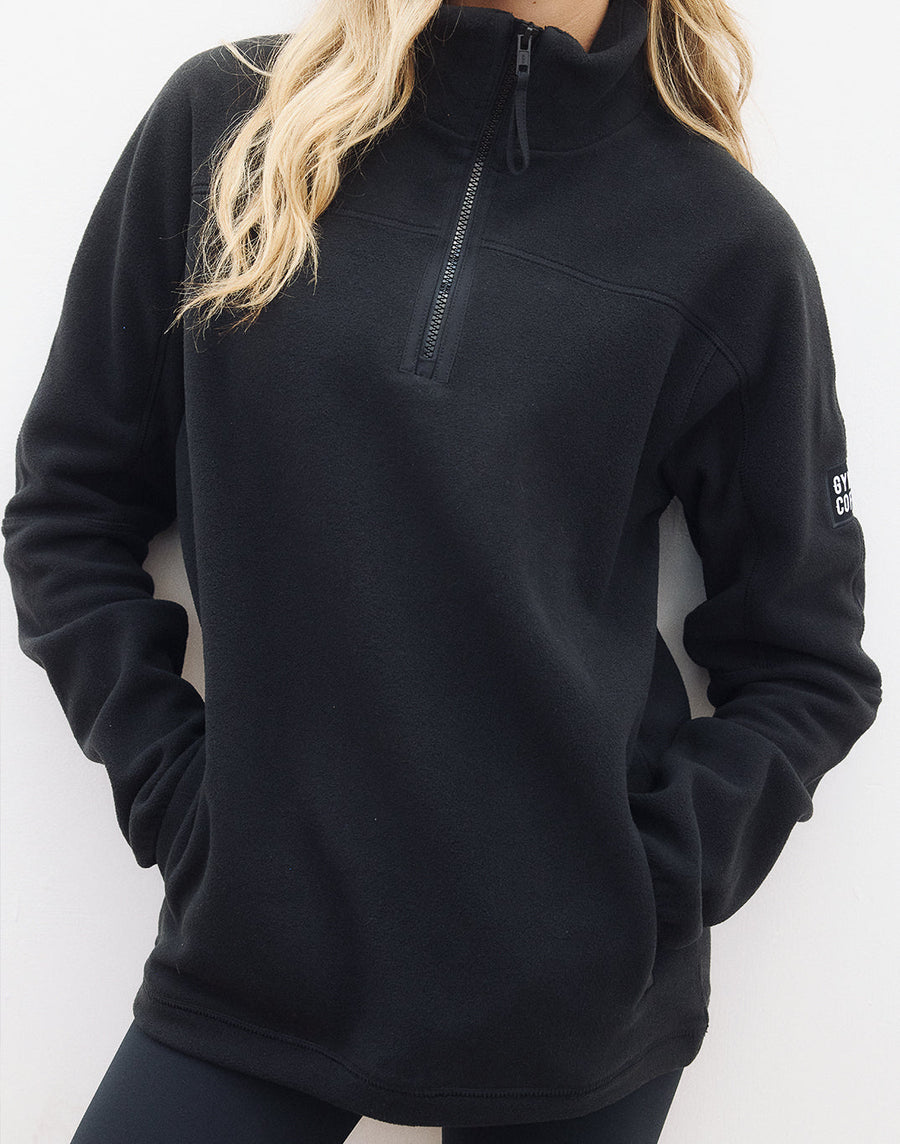 Half Zip Polar Fleece in Deep Black