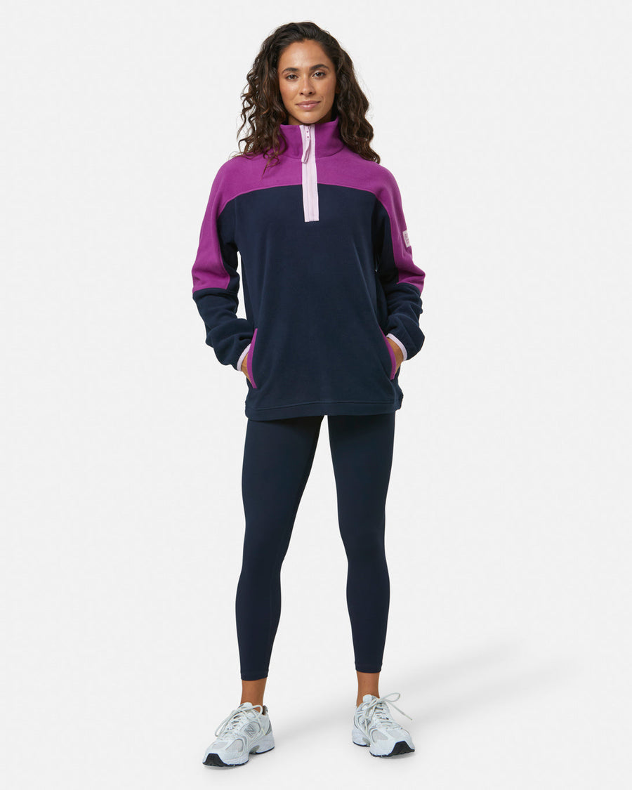 Half Zip Polar Fleece in Obsidian Blue/Vivid Pink