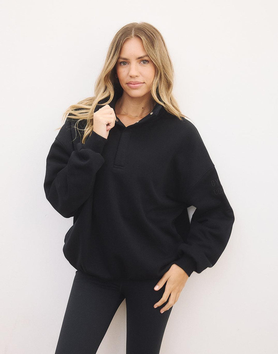 Snap Collar Sierra Sweatshirt in Black