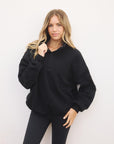 Snap Collar Sierra Sweatshirt in Black