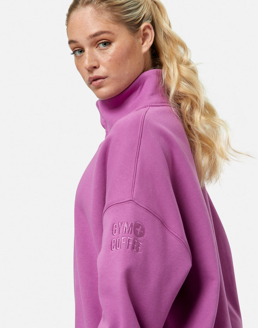 Snap Collar Sierra Sweatshirt in Crisp Pink