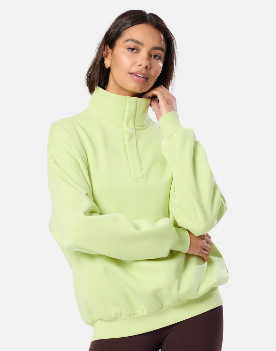 Snap Collar Sierra Sweatshirt in Lime Sorbet