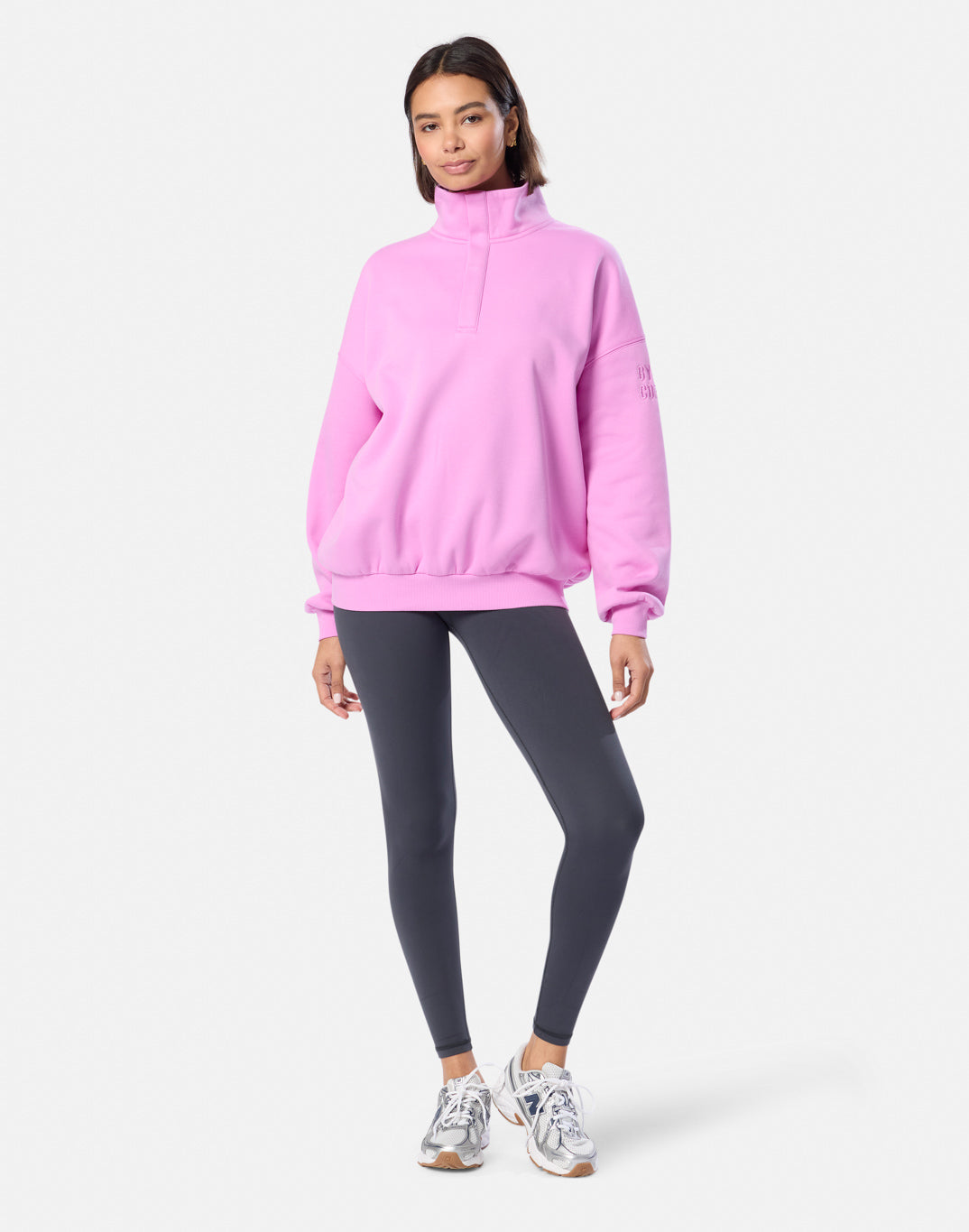 Snap Collar Sierra Sweatshirt in Neon Pink