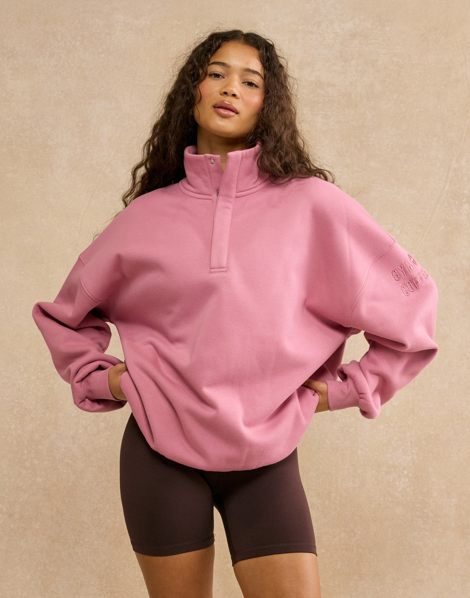 Snap Collar Sierra Sweatshirt in Pink Velvet