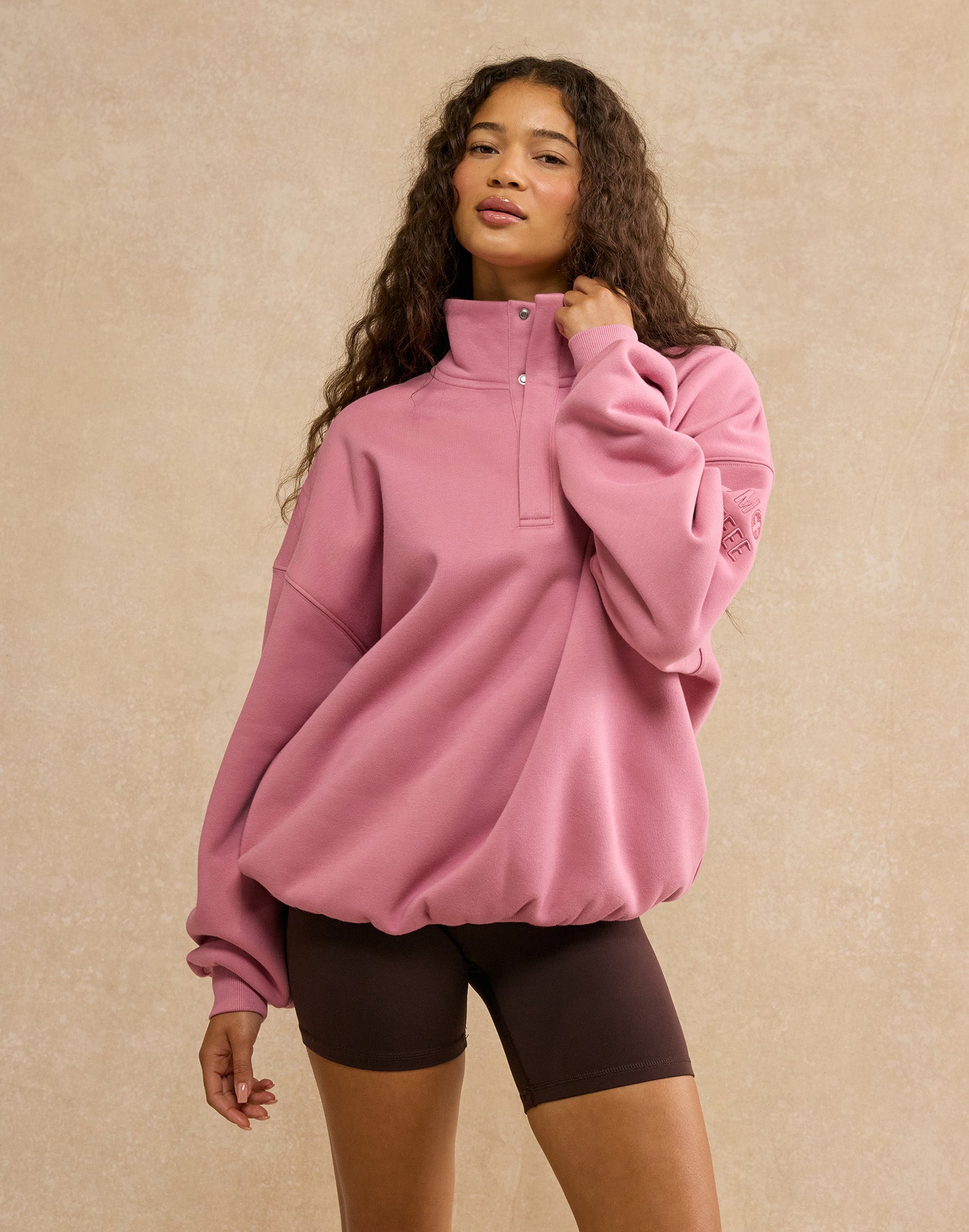 Snap Collar Sierra Sweatshirt in Pink Velvet