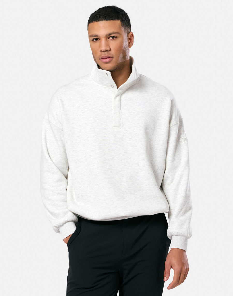 Snap Collar Sierra Sweatshirt in White Marl