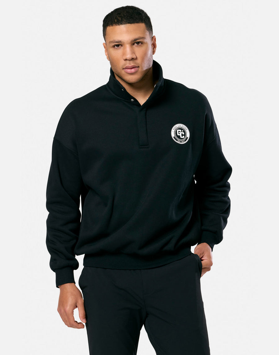 Snap Collar Varsity Sweatshirt in Black