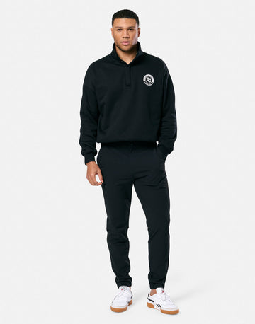 Snap Collar Varsity Sweatshirt in Black