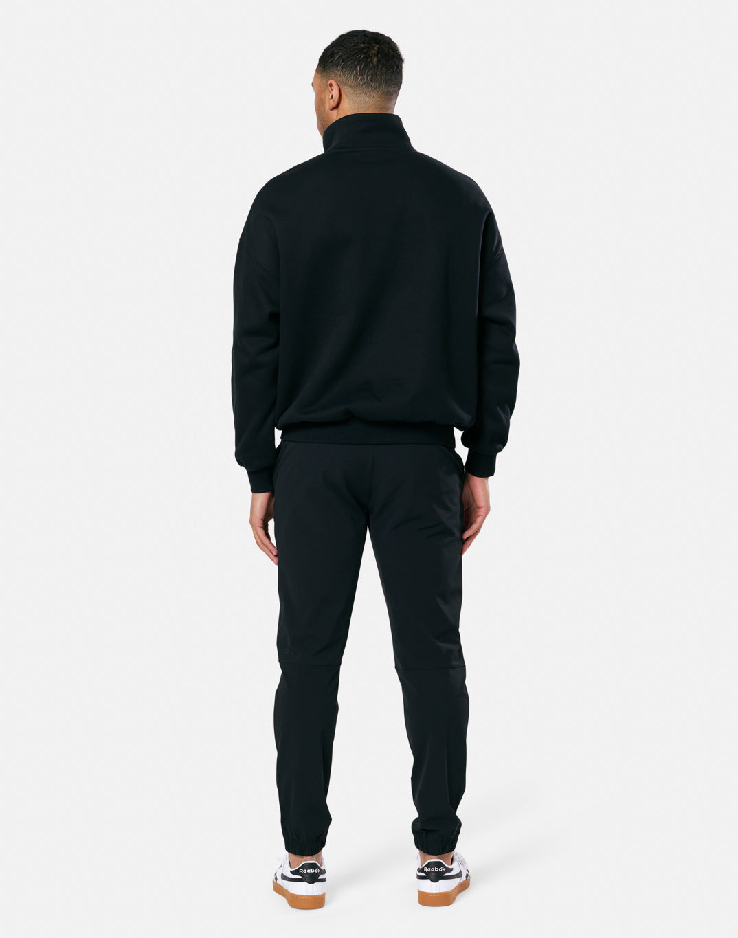 Snap Collar Varsity Sweatshirt in Black