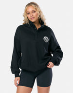 Snap Collar Varsity Sweatshirt in Black